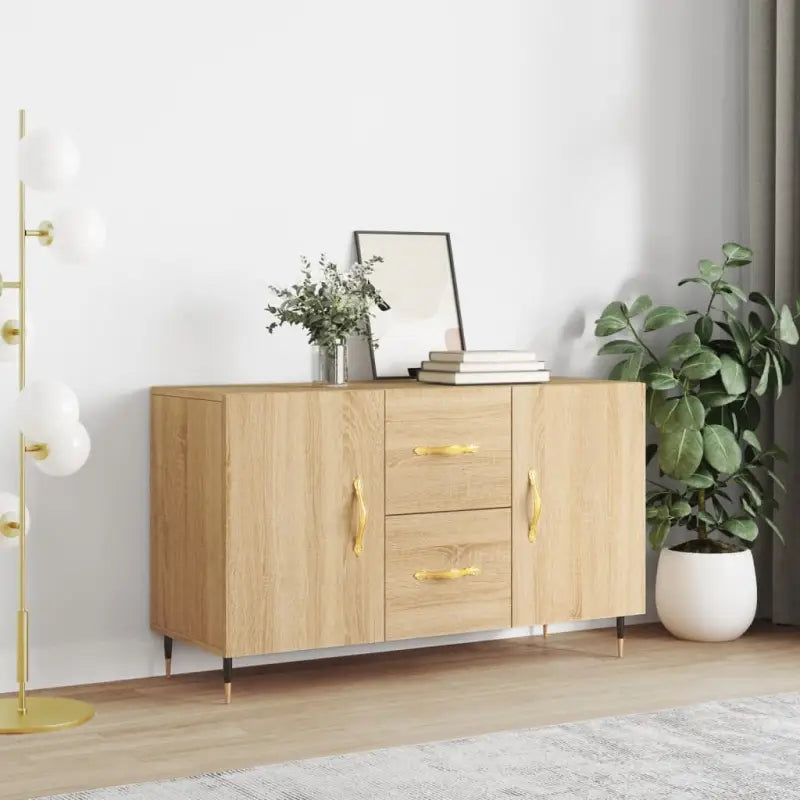 Moderne dressoir met metalen poten en bewerkt hout voor thuis - Sonoma eiken / 1 - Dressoirs & buffetkasten