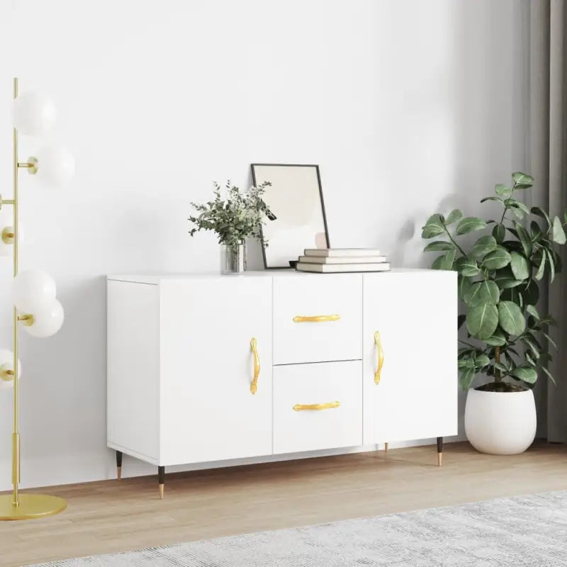 Moderne dressoir met metalen poten en bewerkt hout voor thuis - Wit / 1 - Dressoirs & buffetkasten
