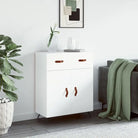 Moderne dressoir met metalen poten en bewerkt hout - Wit / 1 - Dressoirs & buffetkasten