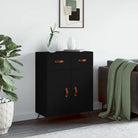 Moderne dressoir met metalen poten en bewerkt hout - Zwart / 1 - Dressoirs & buffetkasten