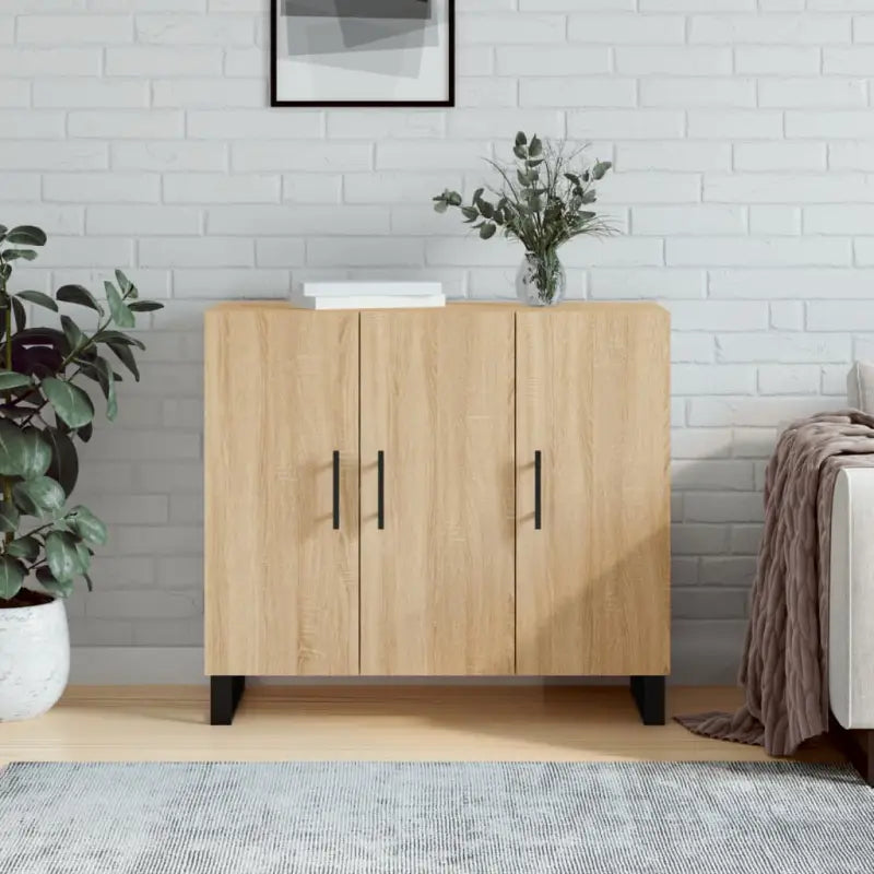 Moderne dressoir met metalen poten van bewerkt hout voor een tijdloze uitstraling - Sonoma eiken / 1 - Dressoirs &