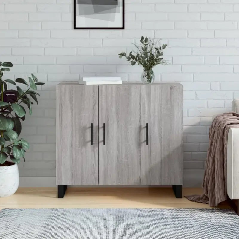 Moderne dressoir met metalen poten van bewerkt hout voor een tijdloze uitstraling - Grijs sonoma / 1 - Dressoirs &