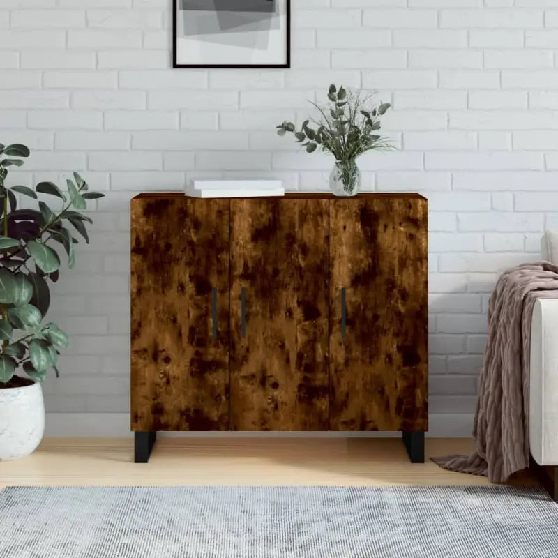 Moderne dressoir met metalen poten van bewerkt hout voor een tijdloze uitstraling - Gerookt eiken / 1 - Dressoirs &