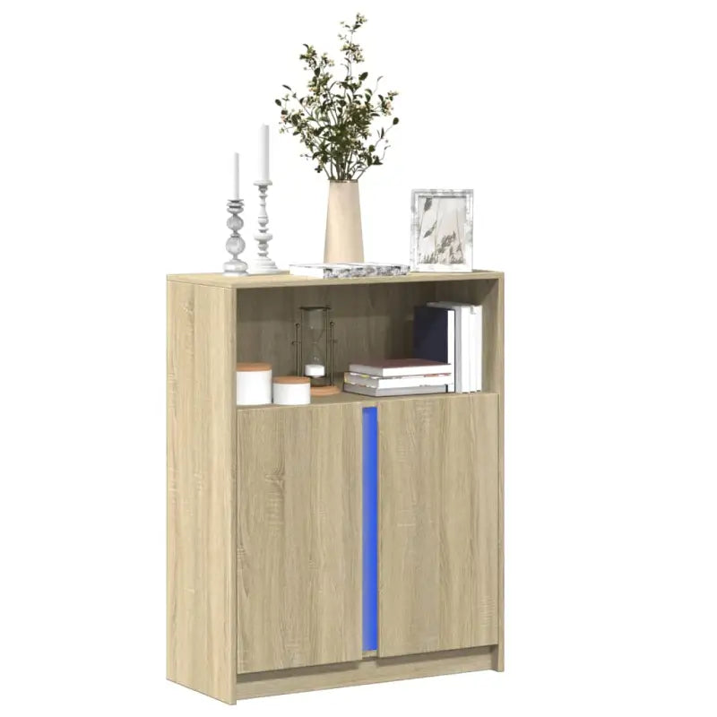 Moderne Dressoir met RGB LED-verlichting en bewerkt hout voor elke stijl - Sonoma eiken / 1 / 77 cm - Dressoirs &