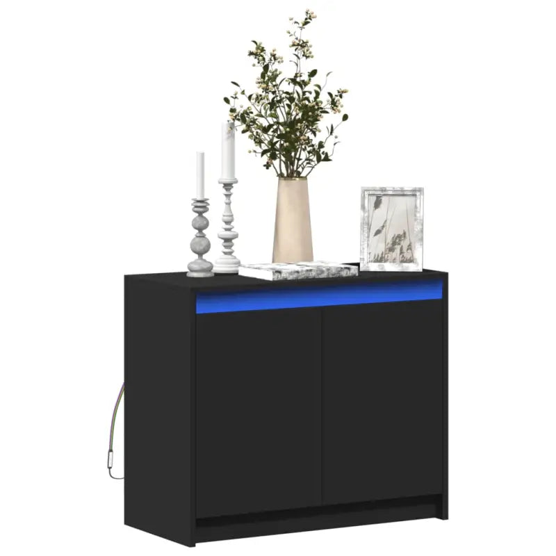 Moderne dressoir met RGB LED-verlichting en bewerkt hout - Zwart / 1 - Dressoirs & buffetkasten