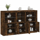 Moderne dressoir met rgb led-verlichting en duurzaam bewerkt hout - Gerookt eiken / 1 - Dressoirs & buffetkasten