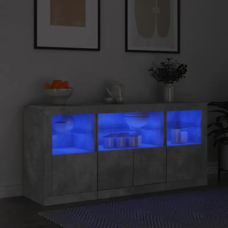 Moderne dressoir met rgb led-verlichting en duurzame bewerkte houtstijl - Betongrijs / 1 - Dressoirs & buffetkasten