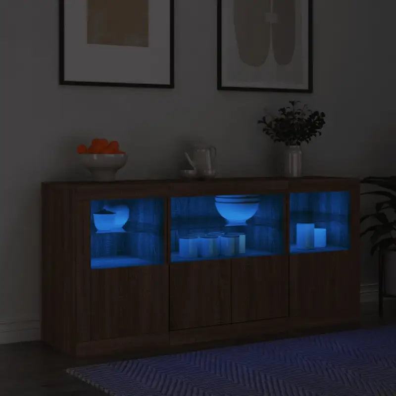 Moderne dressoir met rgb led-verlichting en duurzame bewerkte houtstijl - bruin eikenkleur / 1 - Dressoirs &