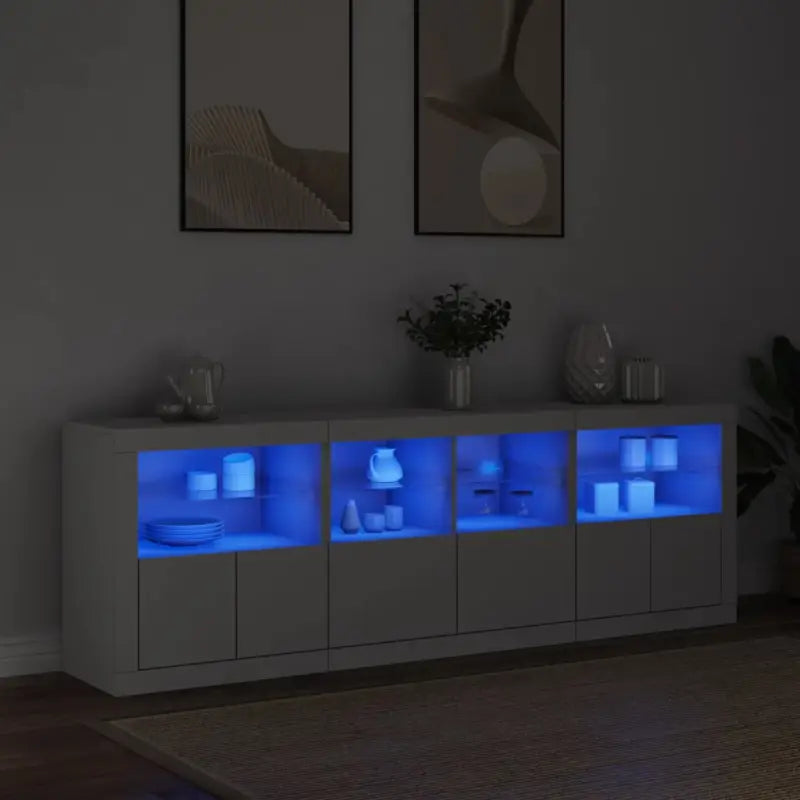 Moderne dressoir met rgb led-verlichting en hoogwaardig bewerkt hout - Wit / 1 - Dressoirs & buffetkasten