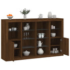 Moderne dressoirs met LED-verlichting van bewerkt hout - bruin eikenkleur / 3 - Dressoirs & buffetkasten