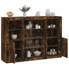 Moderne dressoirs met LED-verlichting van bewerkt hout - Gerookt eiken / 3 - Dressoirs & buffetkasten