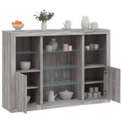 Moderne dressoirs met LED-verlichting van bewerkt hout - Grijs sonoma / 3 - Dressoirs & buffetkasten