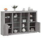 Moderne dressoirs met LED-verlichting van bewerkt hout - Grijs sonoma / 3 - Dressoirs & buffetkasten
