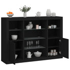 Moderne dressoirs met LED-verlichting van bewerkt hout - Zwart / 3 - Dressoirs & buffetkasten