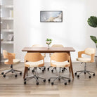 Moderne eetkamerstoelen met gebogen hout en kunstlederen bekleding - Crème / 6 - Eetkamerstoelen
