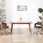 Moderne eetkamerstoelen met gebogen hout en kunstlederen bekleding - Zwart en donkerbruin / 1 - Eetkamerstoelen