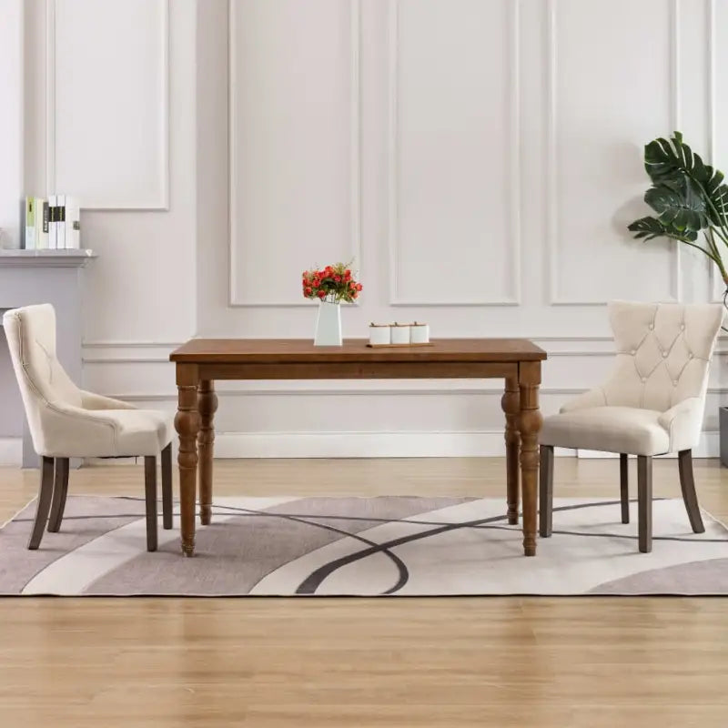 Moderne Eetkamerstoelen met Knopontwerp voor een Warme Sfeer - Beige / 2 - Eetkamerstoelen