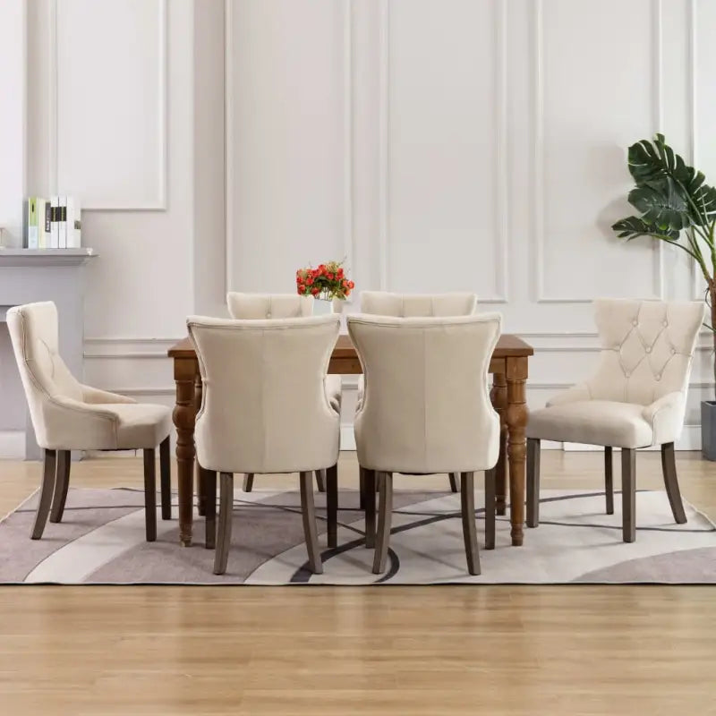 Moderne Eetkamerstoelen met Knopontwerp voor een Warme Sfeer - Beige / 6 - Eetkamerstoelen