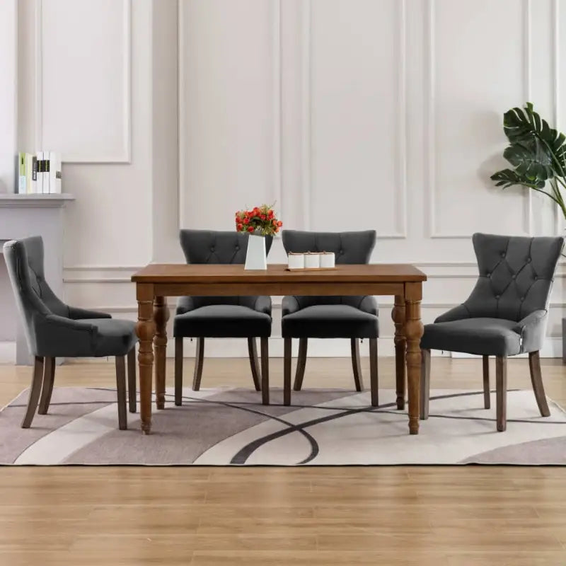 Moderne Eetkamerstoelen met Knopontwerp voor een Warme Sfeer - Grijs / 4 - Eetkamerstoelen