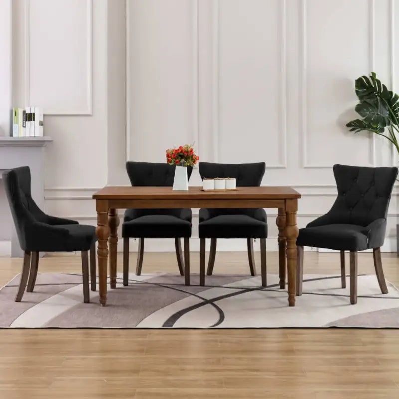 Moderne Eetkamerstoelen met Knopontwerp voor een Warme Sfeer - Zwart / 4 - Eetkamerstoelen