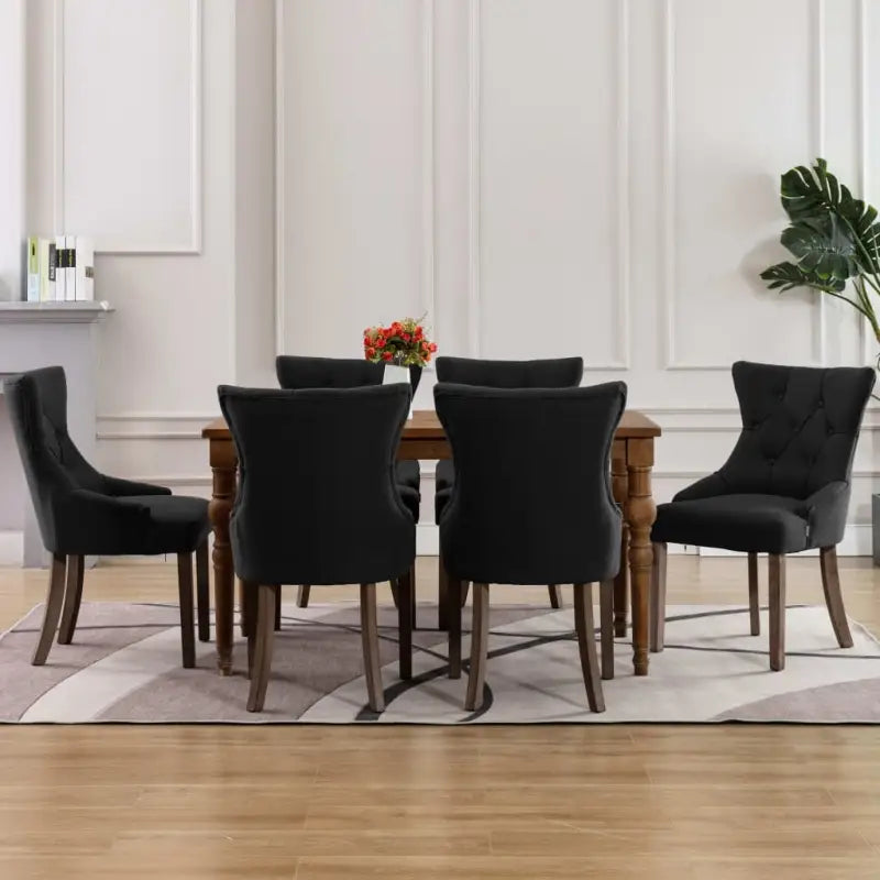 Moderne Eetkamerstoelen met Knopontwerp voor een Warme Sfeer - Zwart / 6 - Eetkamerstoelen