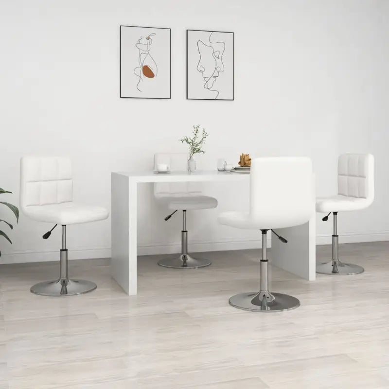 Moderne eetkamerstoelen met kunstlederen bekleding en comfort - Wit / 4 - Eetkamerstoelen