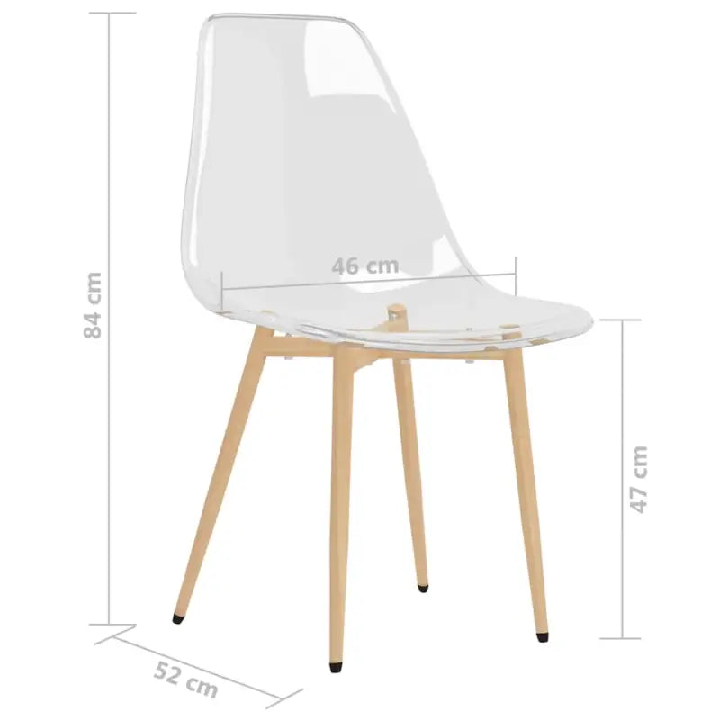 Moderne eetkamerstoelen met transparante zitting en metalen poten - Eetkamerstoelen