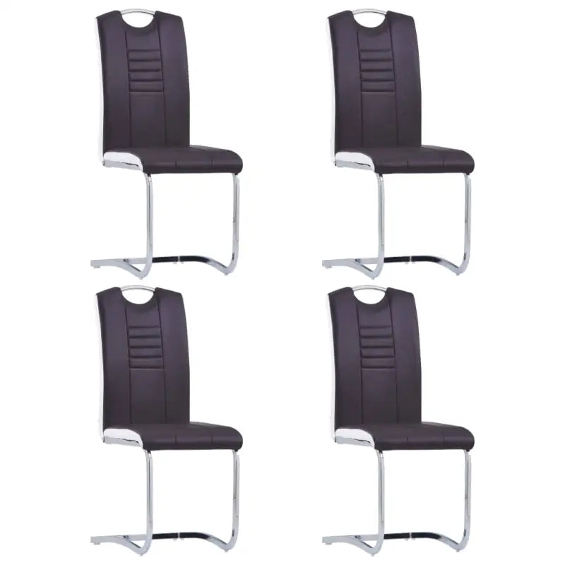 Moderne eetkamerstoelen met verchroomd stalen frame en comfort - Bruin / 4 - Eetkamerstoelen