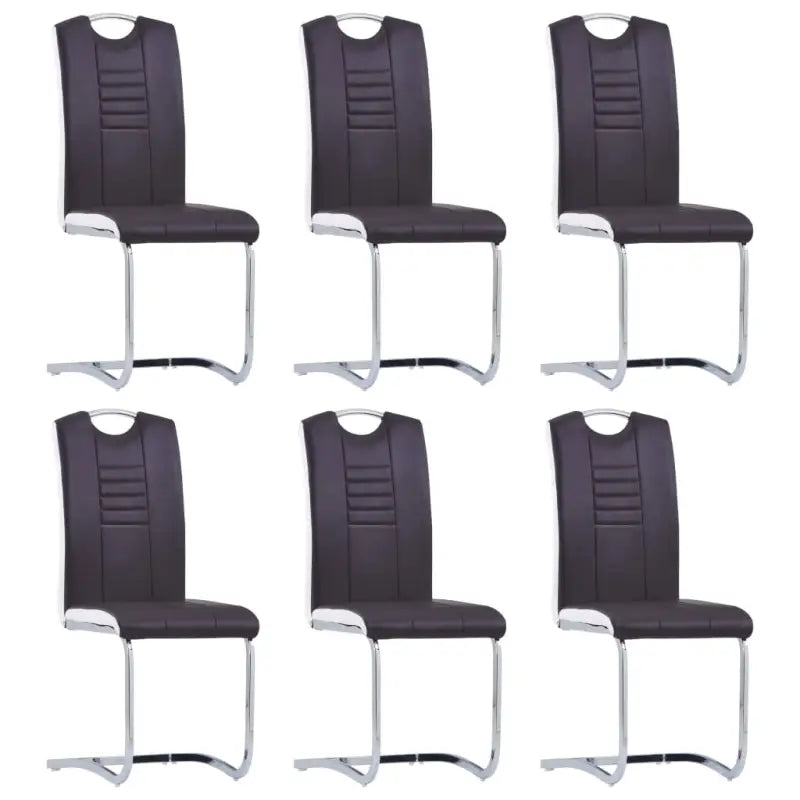 Moderne eetkamerstoelen met verchroomd stalen frame en comfort - Bruin / 6 - Eetkamerstoelen