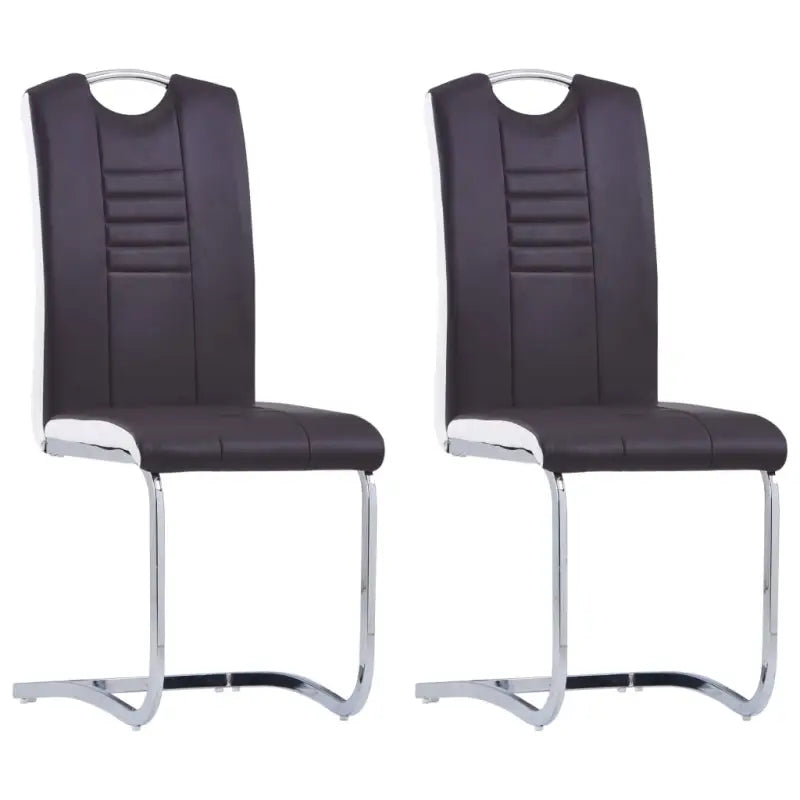 Moderne eetkamerstoelen met verchroomd stalen frame en comfort - Bruin / 2 - Eetkamerstoelen
