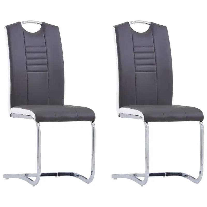 Moderne eetkamerstoelen met verchroomd stalen frame en comfort - Grijs / 2 - Eetkamerstoelen