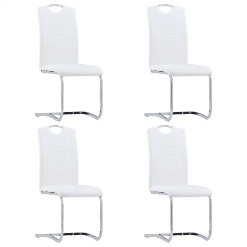 Moderne eetkamerstoelen met verchroomd stalen frame en comfort - Wit / 4 - Eetkamerstoelen