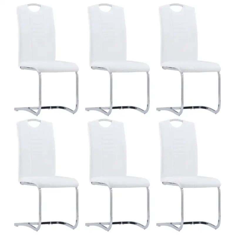 Moderne eetkamerstoelen met verchroomd stalen frame en comfort - Wit / 6 - Eetkamerstoelen