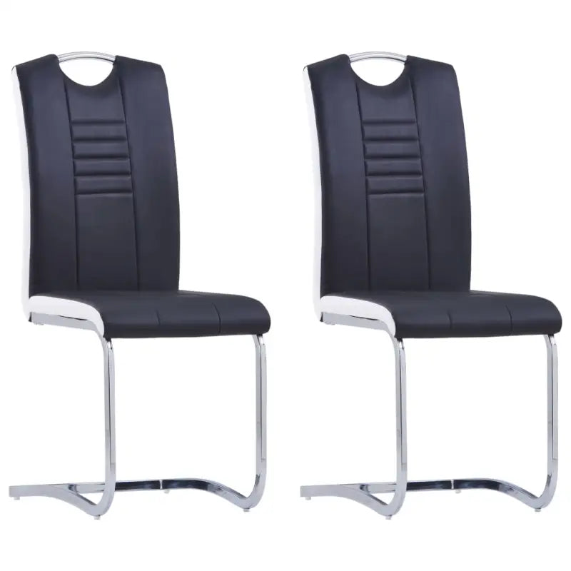 Moderne eetkamerstoelen met verchroomd stalen frame en comfort - Zwart / 2 - Eetkamerstoelen