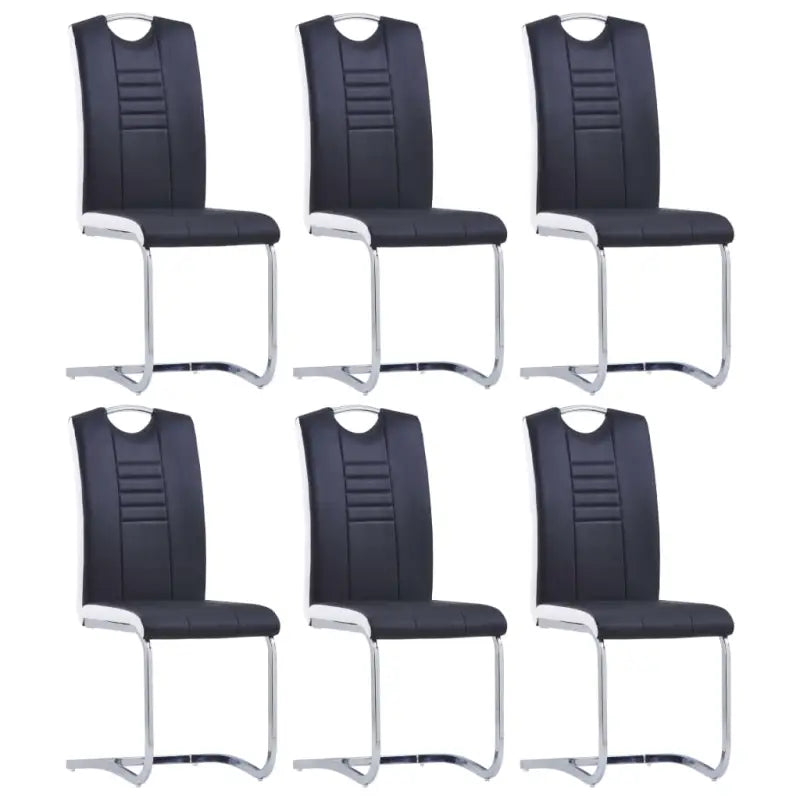 Moderne eetkamerstoelen met verchroomd stalen frame en comfort - Zwart / 6 - Eetkamerstoelen
