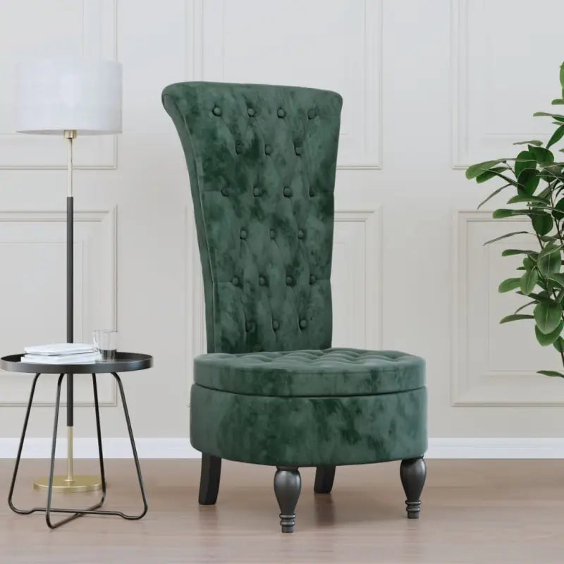 Moderne fauteuil met hoge rugleuning en fluwelen afwerking - Donkergroen / 1 - Fauteuils