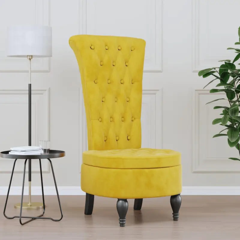 Moderne fauteuil met hoge rugleuning en fluwelen afwerking - Geel / 1 - Fauteuils