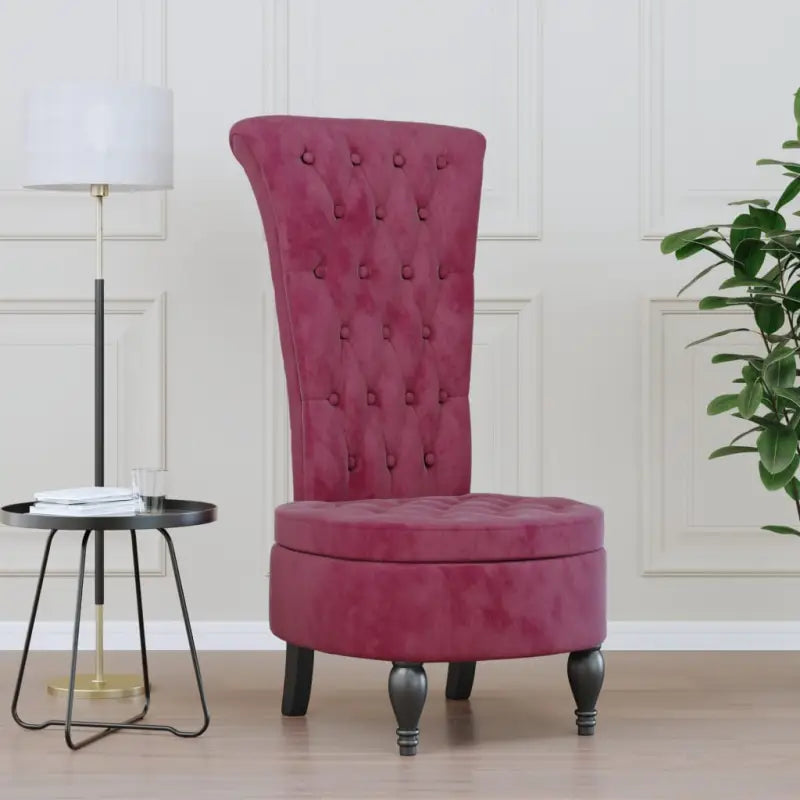 Moderne fauteuil met hoge rugleuning en fluwelen afwerking - Wijnrood / 1 - Fauteuils