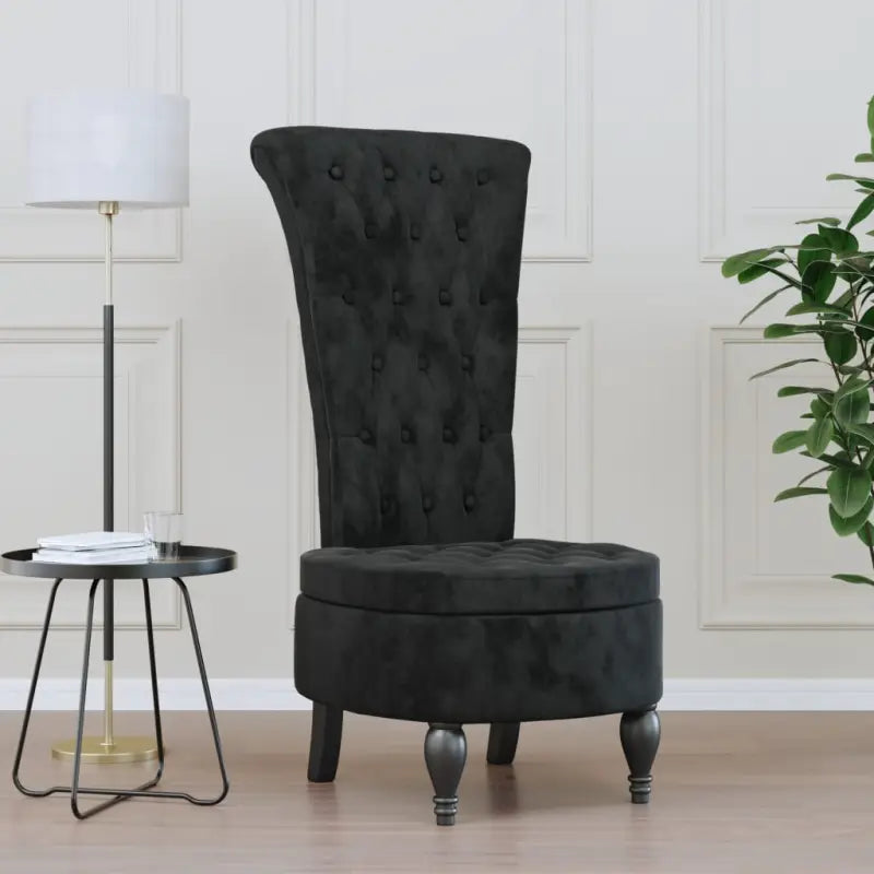 Moderne fauteuil met hoge rugleuning en fluwelen afwerking - Zwart / 1 - Fauteuils