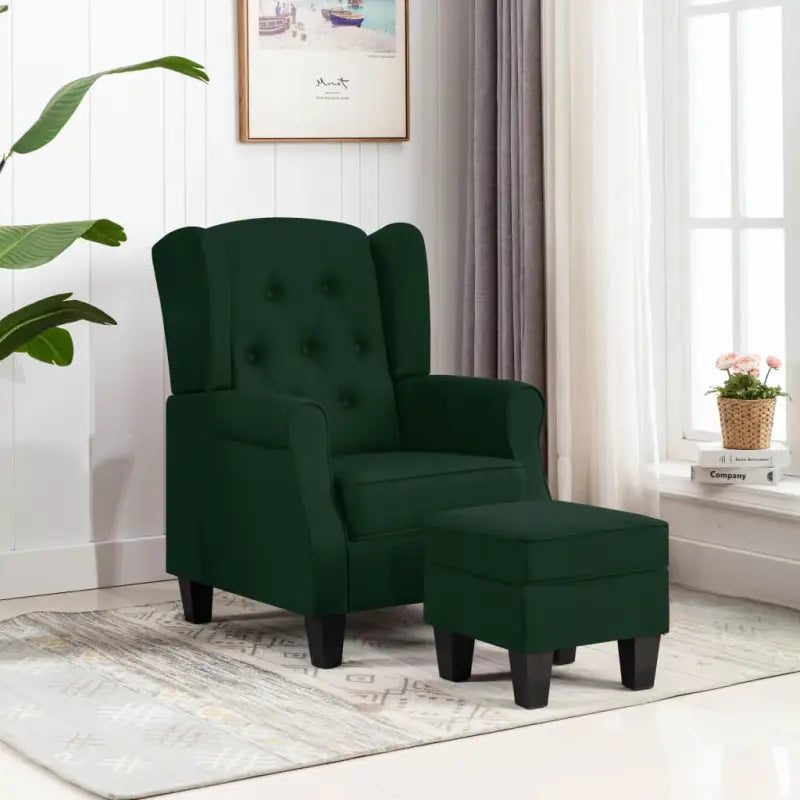 Moderne fauteuil met voetenbankje voor een stijlvolle leefruimte - Donkergroen / 1 - Fauteuils & Relaxfauteuils