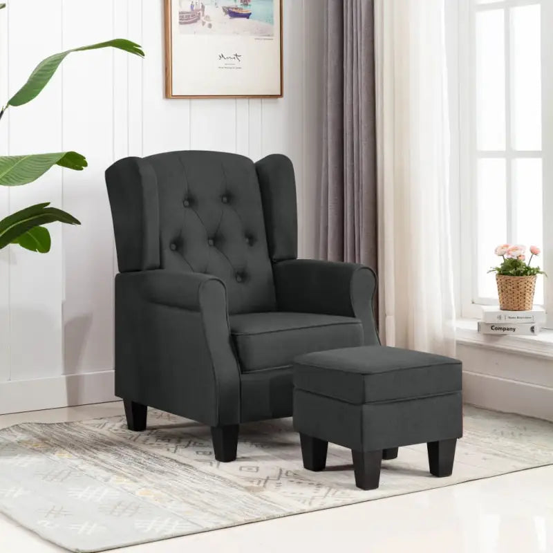Moderne fauteuil met voetenbankje voor een stijlvolle leefruimte - Donkergrijs / 1 - Fauteuils & Relaxfauteuils