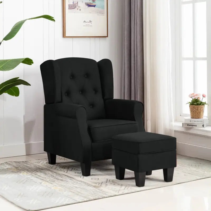 Moderne fauteuil met voetenbankje voor een stijlvolle leefruimte - Zwart / 1 - Fauteuils & Relaxfauteuils