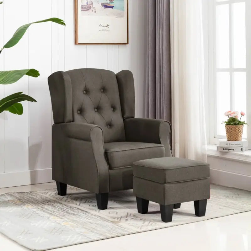 Moderne fauteuil met voetenbankje voor een stijlvolle leefruimte - Taupe / 1 - Fauteuils & Relaxfauteuils