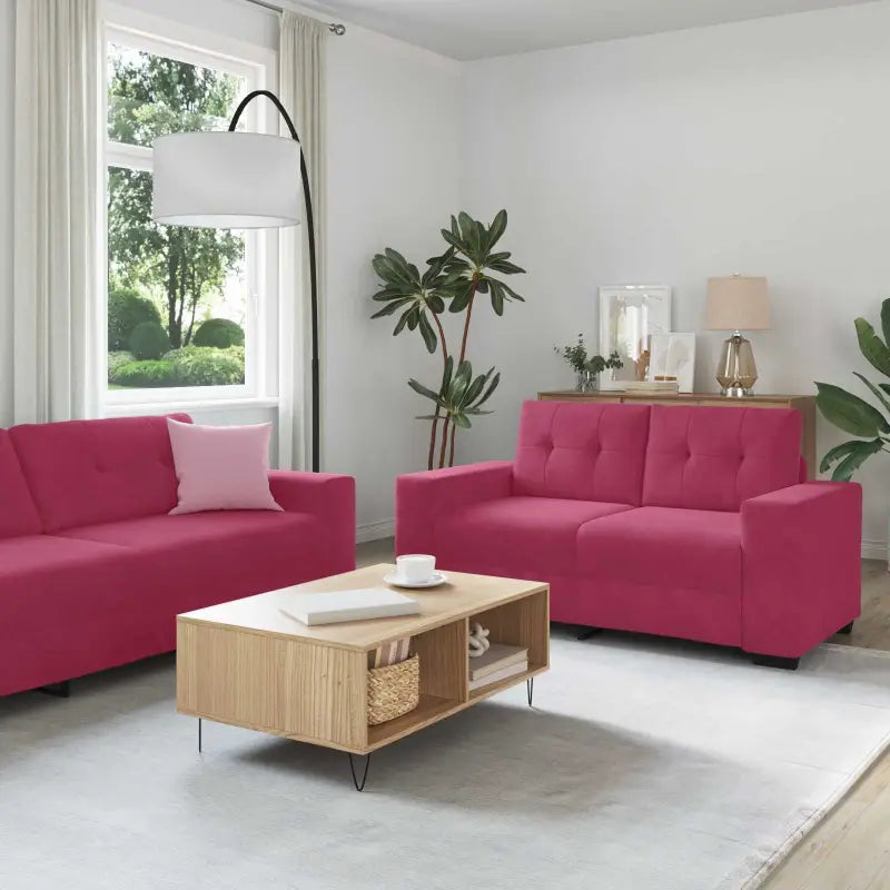 Moderne Fluwelen Bankenset in Wijnrood met Stijlvol Comfort - Banken