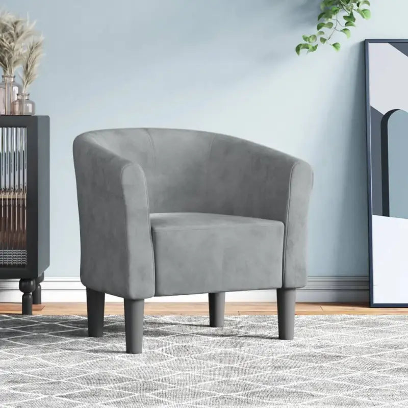 Moderne fluwelen kuipstoel met voetenbank voor iedere kamer - Donkergrijs / 1 / Zonder voetenbank - Fauteuils &