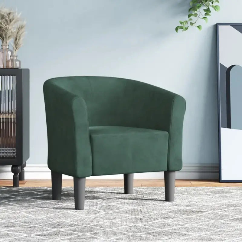 Moderne fluwelen kuipstoel met voetenbank voor iedere kamer - Donkergroen / 1 / Zonder voetenbank - Fauteuils &