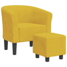 Moderne fluwelen kuipstoel met voetenbank voor iedere kamer - Fauteuils & Relaxfauteuils