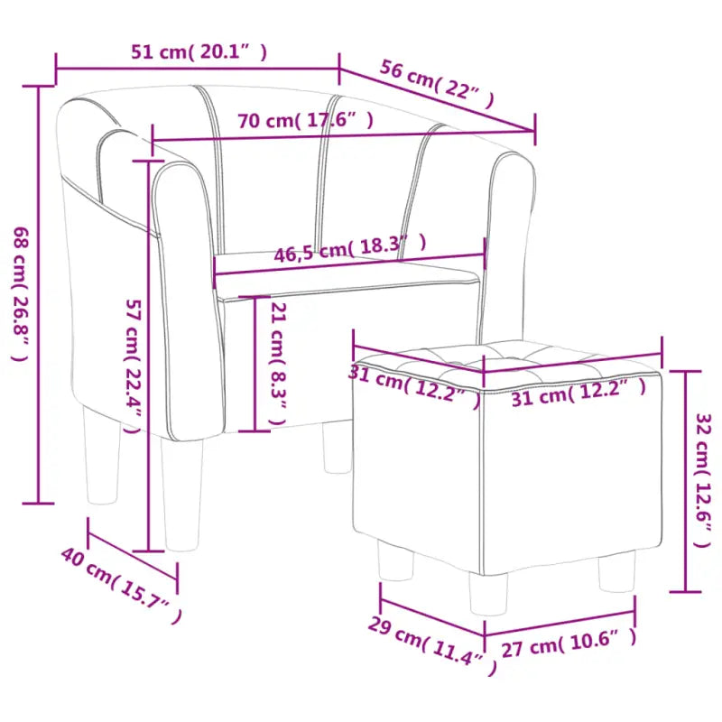 Moderne fluwelen kuipstoel met voetenbank voor iedere kamer - Fauteuils & Relaxfauteuils