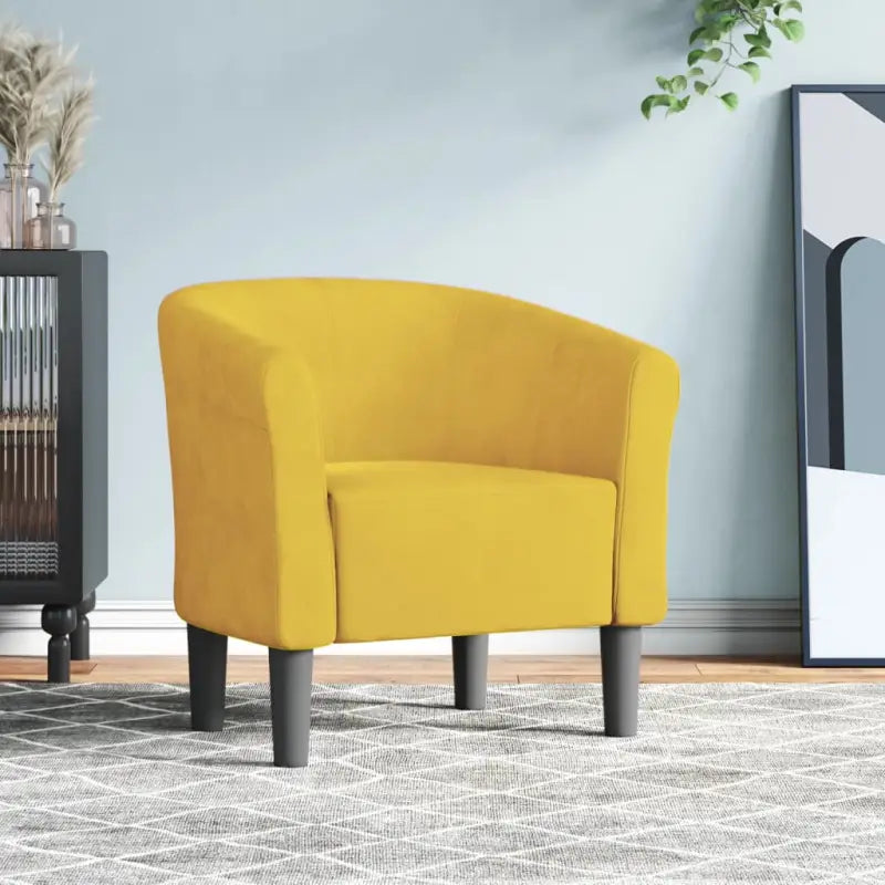 Moderne fluwelen kuipstoel met voetenbank voor iedere kamer - Geel / 1 / Zonder voetenbank - Fauteuils & Relaxfauteuils