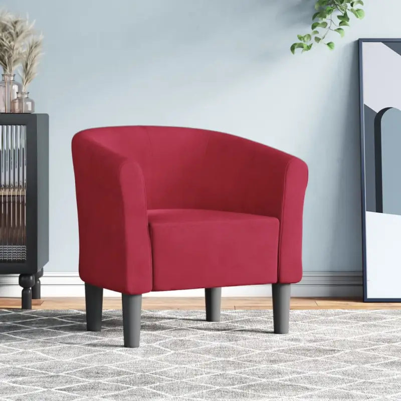 Moderne fluwelen kuipstoel met voetenbank voor iedere kamer - Wijnrood / 1 / Zonder voetenbank - Fauteuils &